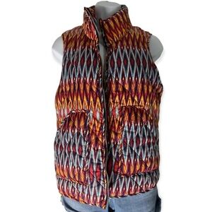 Peach Love CA Colorful Geometric Boho Puffer Vest!
